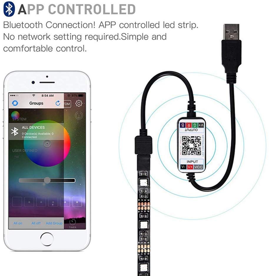 LED Strip Light, 5VDC Bluetooth Control RGB SMD5050 60 LEDs/M USB Sync To  Music Timer Flexible Backlight Kits, HDTV Strips Lighting For TV DIY  Decoration From Brightness_8888, $10.74 | DHgate.Com
