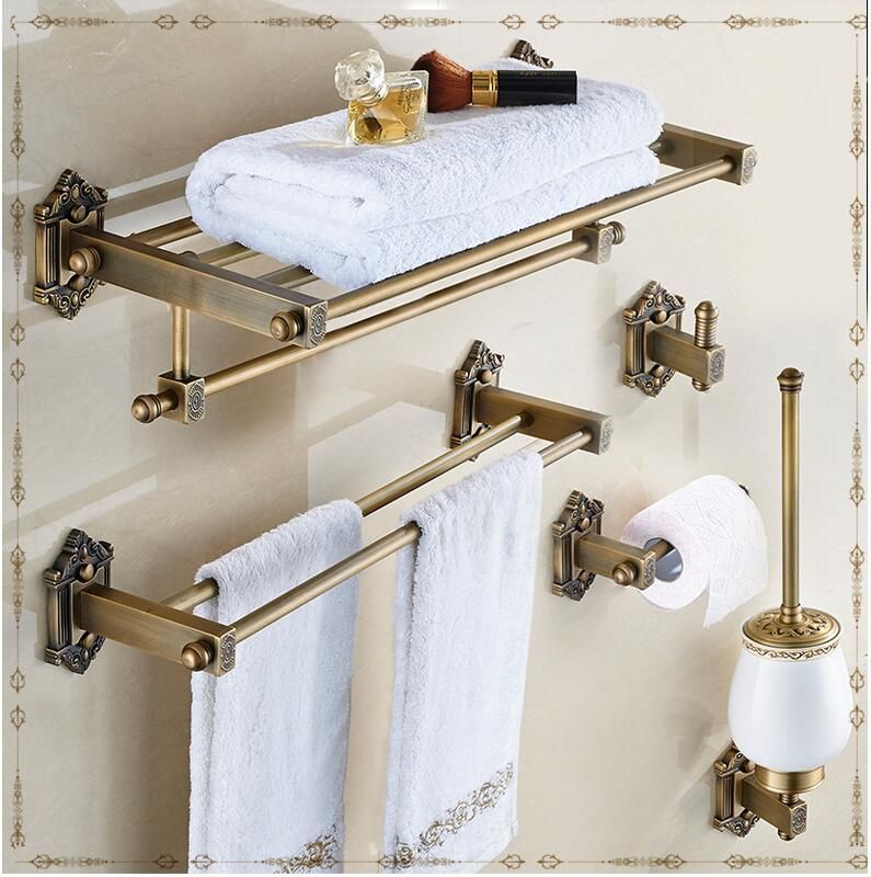 Bronze Bathroom Accessories Sets Solid Carved Product Antique Brass Hardware 