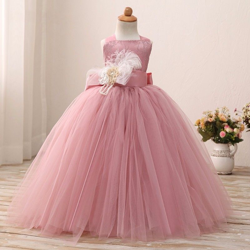 dusty rose pink flower girl dresses