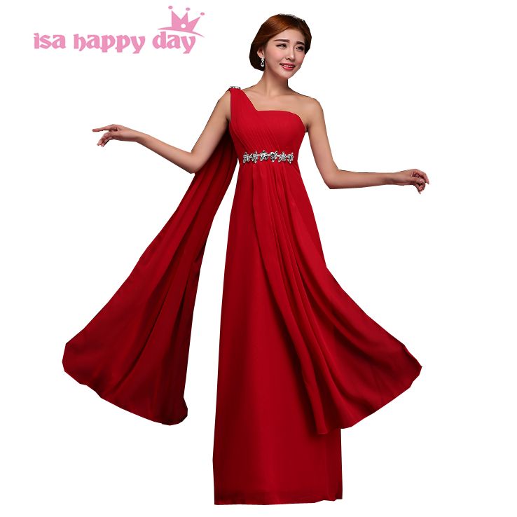 Estilo Griego 2019 Nueva Moda Sexy Rojo Mujer Un Hombro Fiesta Larga Una Línea Más Tamaño De De Honor Vestidos Dama De Honor De 106,69 € | DHgate