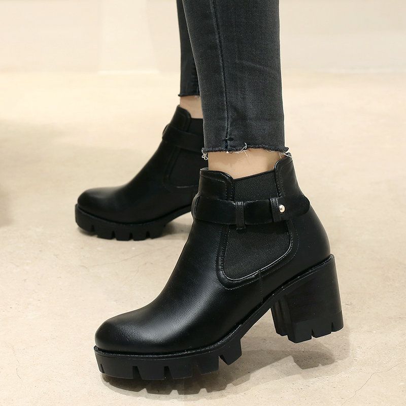 ladies black wedge boots