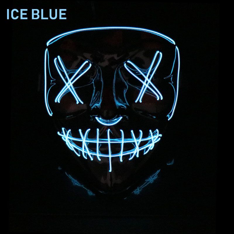Neon Led Mask Mascara Glow In The Dark Mask Light Up Scary Skull Mask