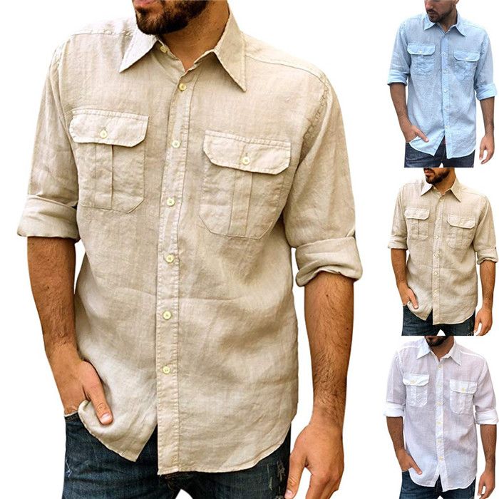 Mens Double Pocket Cargo Shrits Spring 