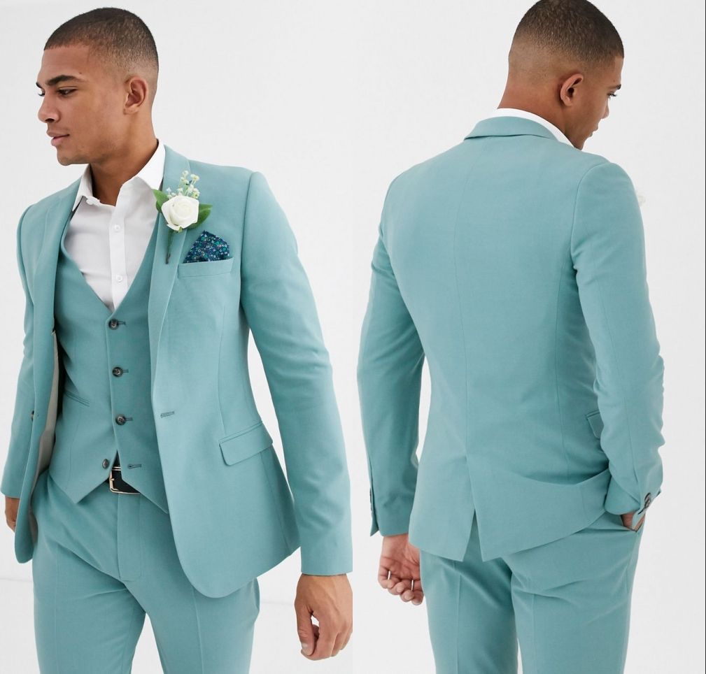 Custom Men's Mint Green Suit Groom Tuxedos Dinner Suit Formal Wedding Suit Custom Men's Mint Green Suit Groom Tuxedos Dinner Suit Formal Wedding Suit