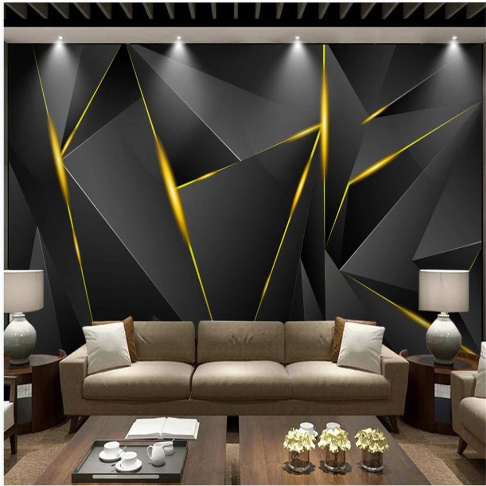 Custom Wallpapers Modern Black Gold Atmospheric Background Wall 3D