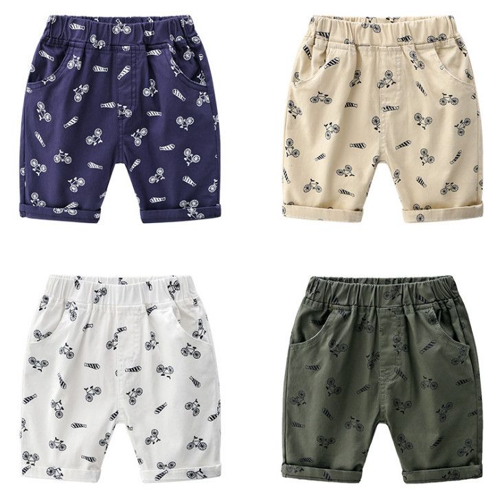 2019 Niños del verano pantalones cortos niños corbata de bicicleta impresa medio pantalones niños