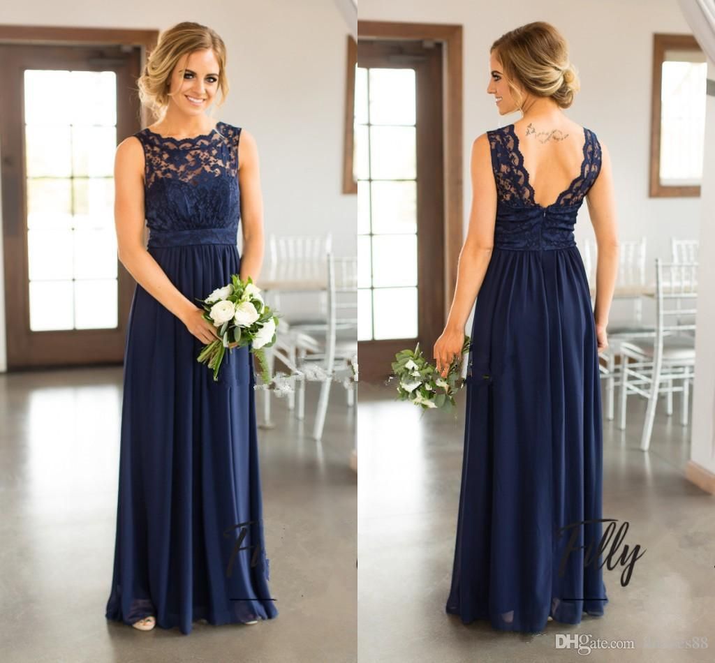 navy blue a line bridesmaid dresses