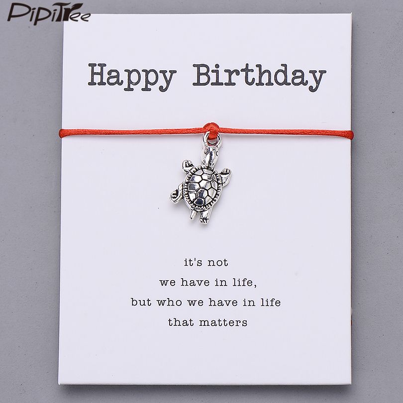 Happy Birthday Gift Vintage Turtle Charm Bracelet For Women Men Kids Best Bracelets Lucky Red String Jewelry Charm Bracelet For Girls Silver Beads From Caiden 0 93 Dhgate Com