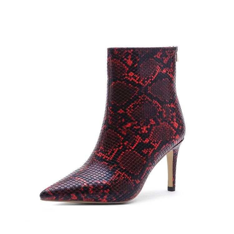 red snakeskin boots womens