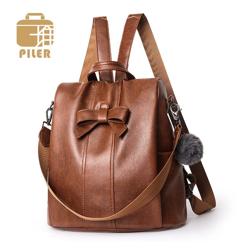 leather backpack anti theft