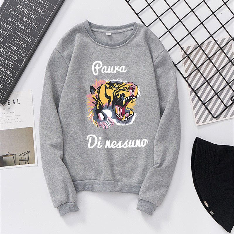 Compra 2019 Cuello Redondo Para Mujer Cabeza De Tigre Más Terciopelo Moda  Unisex Sudadera Con Capucha Otoño Nueva BF Harbor Wind Abrigo Suelto Sudaderas  Para Hombres Sudaderas Para Mujer Barato | Entrega