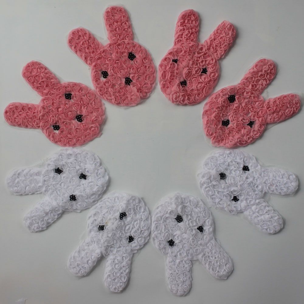 satin al kiz t shirt icin 14x10cm sifon rozet tavsan aplike giyim elbise jeans aksesuar perisan gul tavsan sifon paskalya tavsani tl157 39