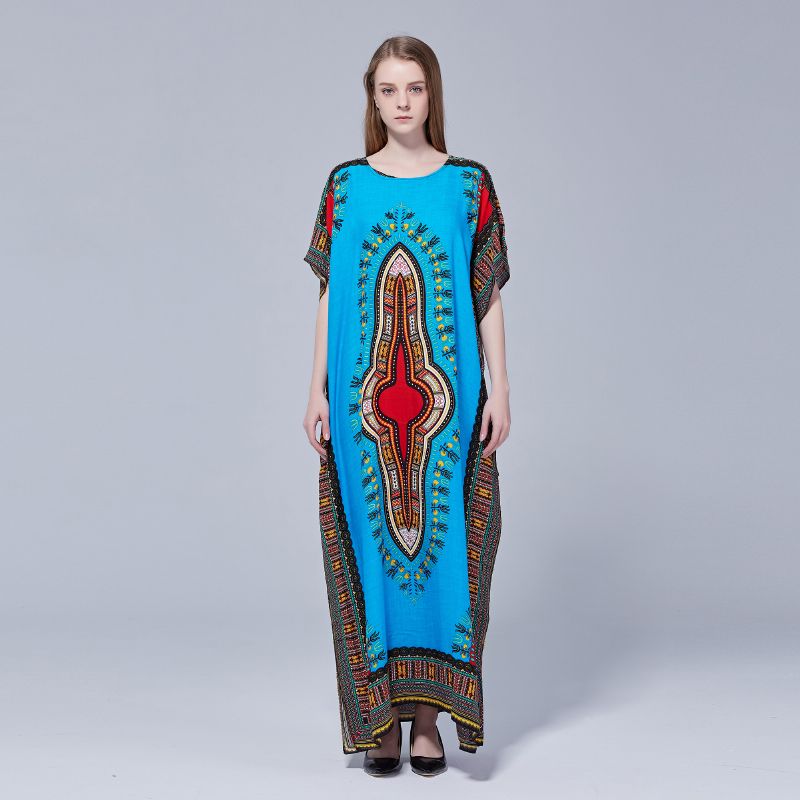 Acquistare Nuovo 100% Cotone Blu Dashiki Africana Vestiti Lunghi Le Donne  Eleganti Signore Stampa Dubai Vestiti Etnici Economico | Consegna Veloce E  Qualità | It.Dhgate