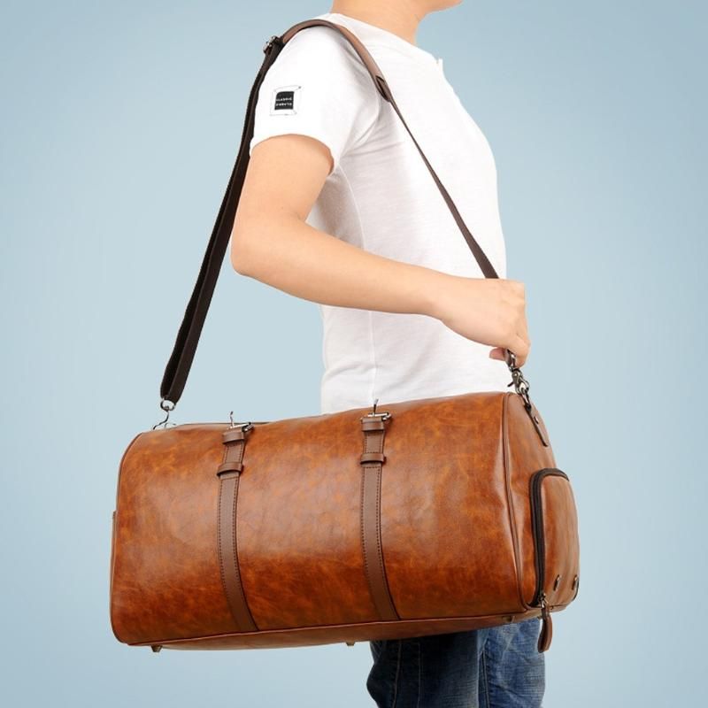 Elegant Men Leather Gym Bag Leather Sports Training Bag Lady Fitness