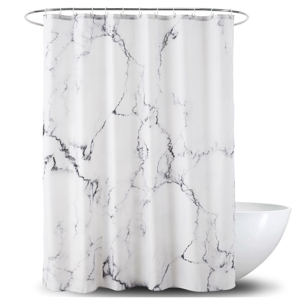 2019 Waterproof Shower Curtain With Hooks Marble Print Thick