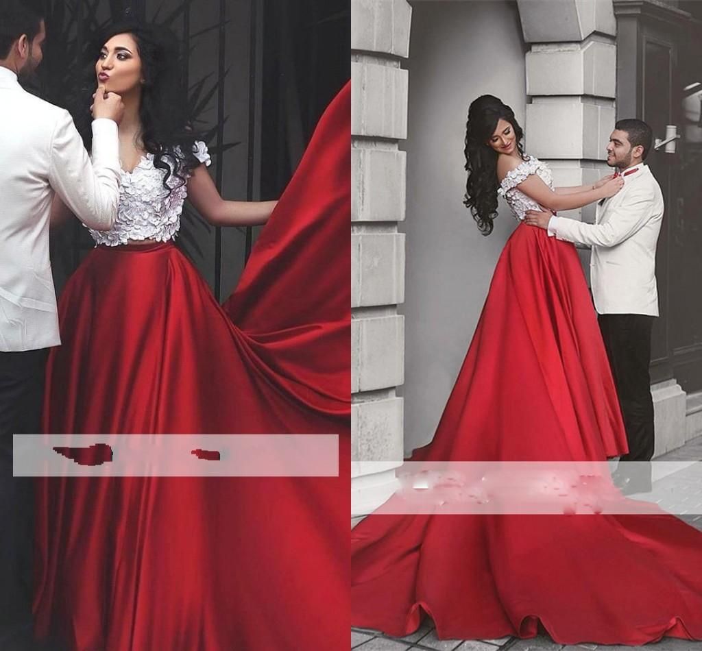 red and white evening gowns