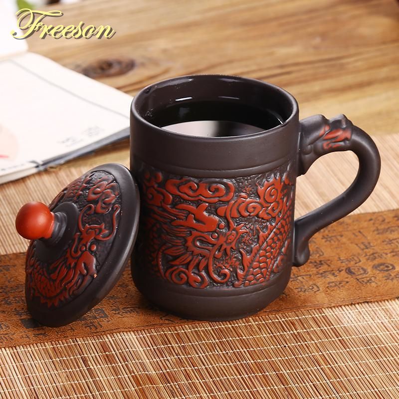 Traditional Chinese Yixing Zisha Tea Mug With Lid Dragon Phoenix Purple Clay Tea Cup 380ml Teacup Gift Mug Ceramic Coffee Mugs Travel Ceramic Coffee Travel Mugs From Qygw Home 40 19 Dhgate Com