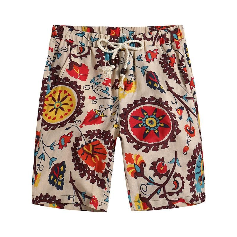 Nueva marca ropa pantalones cortos flores patrón verano delgado hawaiano ocasional pantalones cortos hombres mujeres