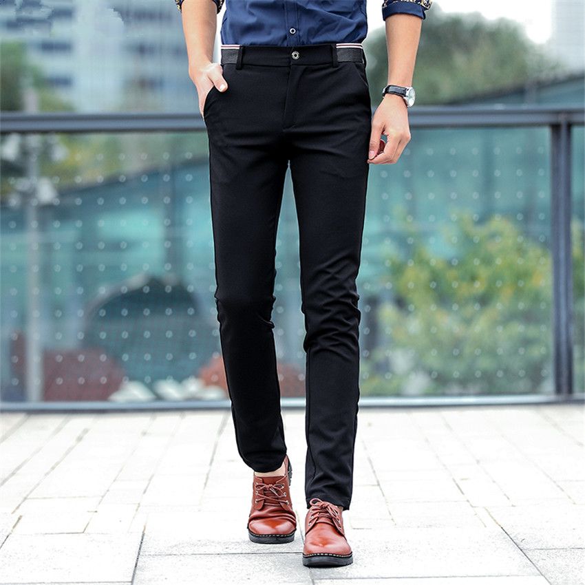 Mens Pants Small Stretch Men Pure Color 