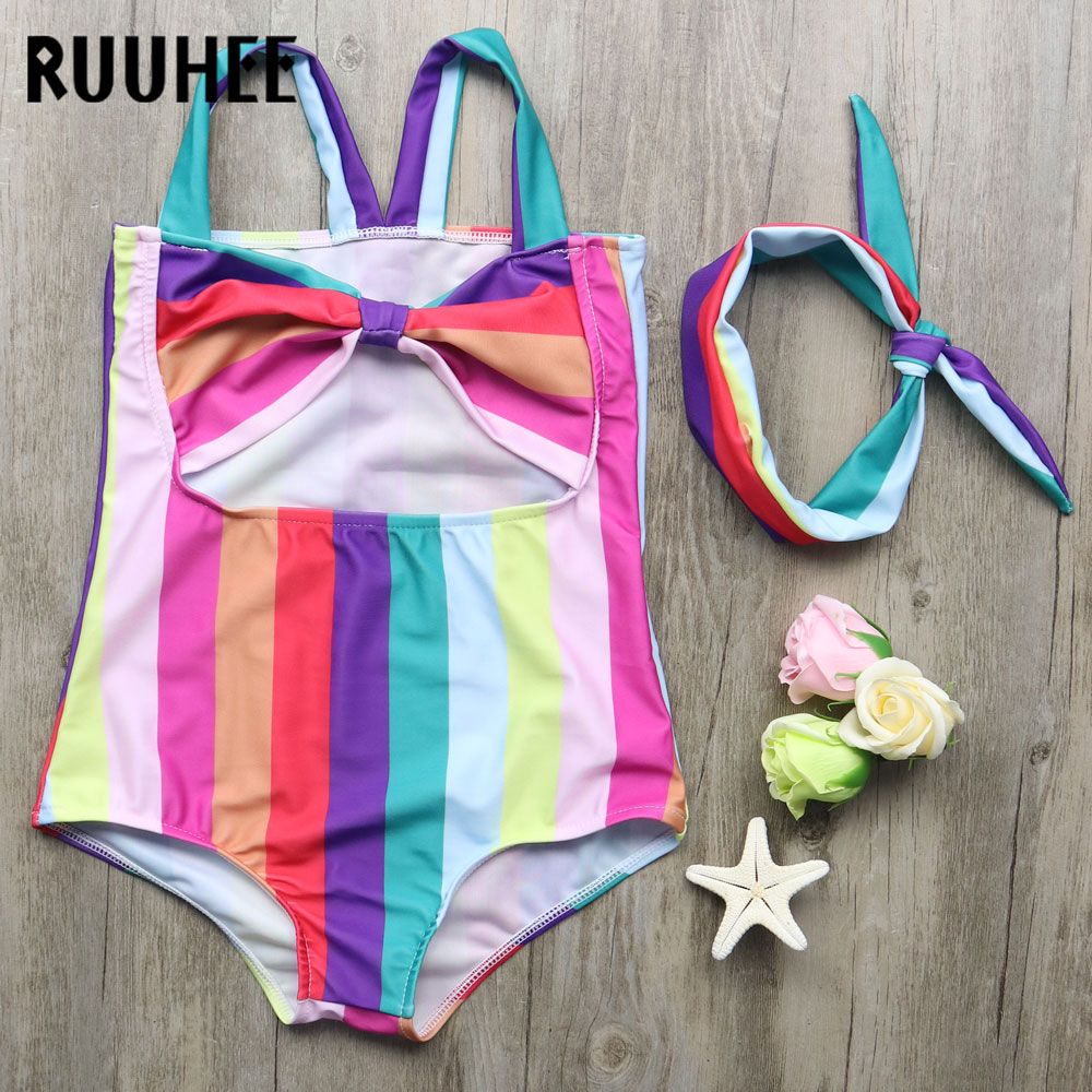 rainbow striped bathing suit