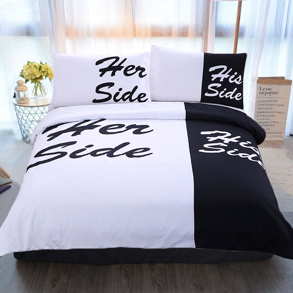 Mr Mrs Home Textile Bedding Set Her Side His Side Duvet Cover