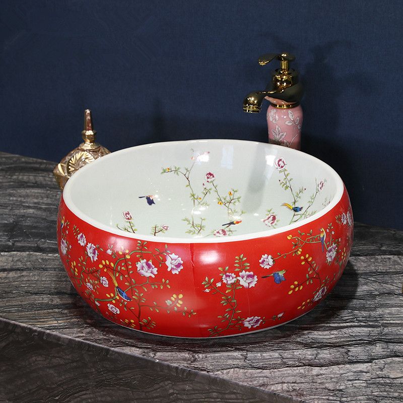 red wash basin