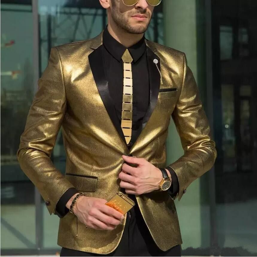 Compra Trajes De Boda De Oro Brillante De La Moda 2019 Para Hombres  Esmoquin Barato Ropa De Novio De Corte Ajustado Los Mejores Esmoquin De  Boda Para Hombre Chaqueta + Pantalón Personalizados