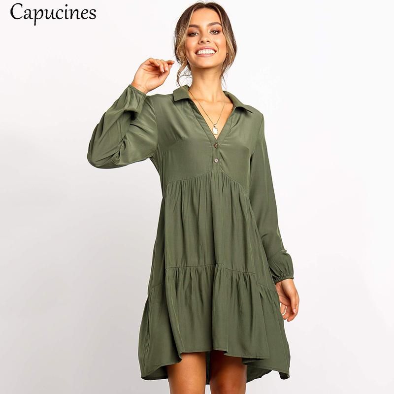 army green shirt dress