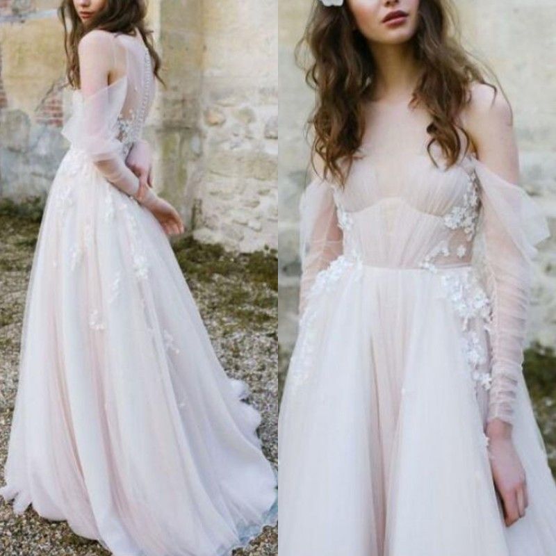 cold shoulder beach wedding dress