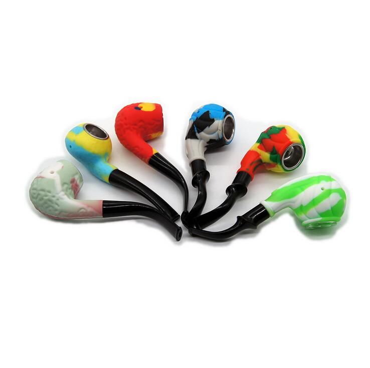 6pcs/set silicone pipe with metal bowl