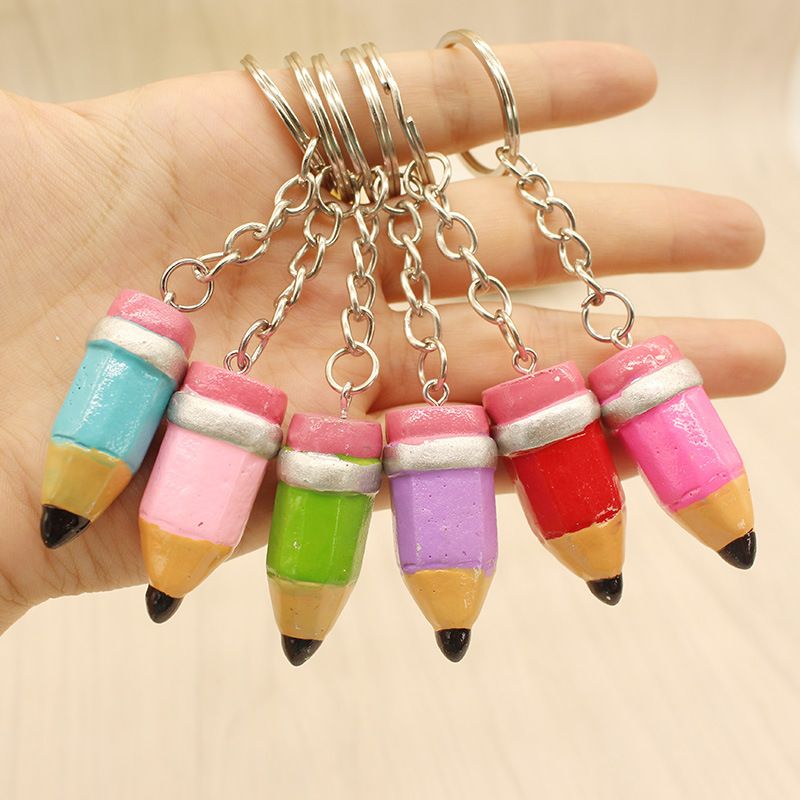2020 3D Pencil Keychains Resin Key Rings Holder Cute Cartoon Creative