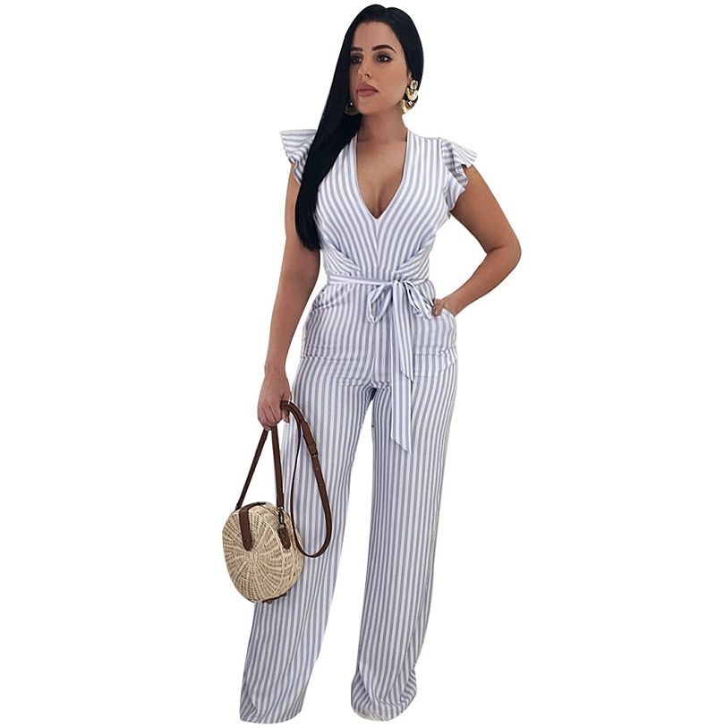 striped romper long pants