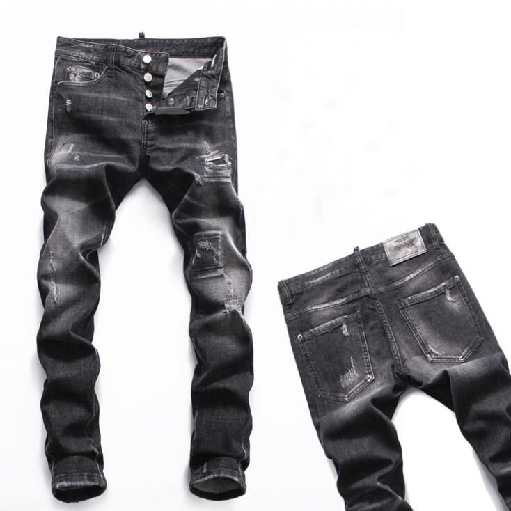 Compre Nuevo 2020 Hombre Rasgado Denim Jeans Rasgar La Moda De Algodón Negro  Otoño Del Resorte Apretado Pantalones De Hombre A 56,56 € Del Mnkop2018 |  Es.Dhgate.Com