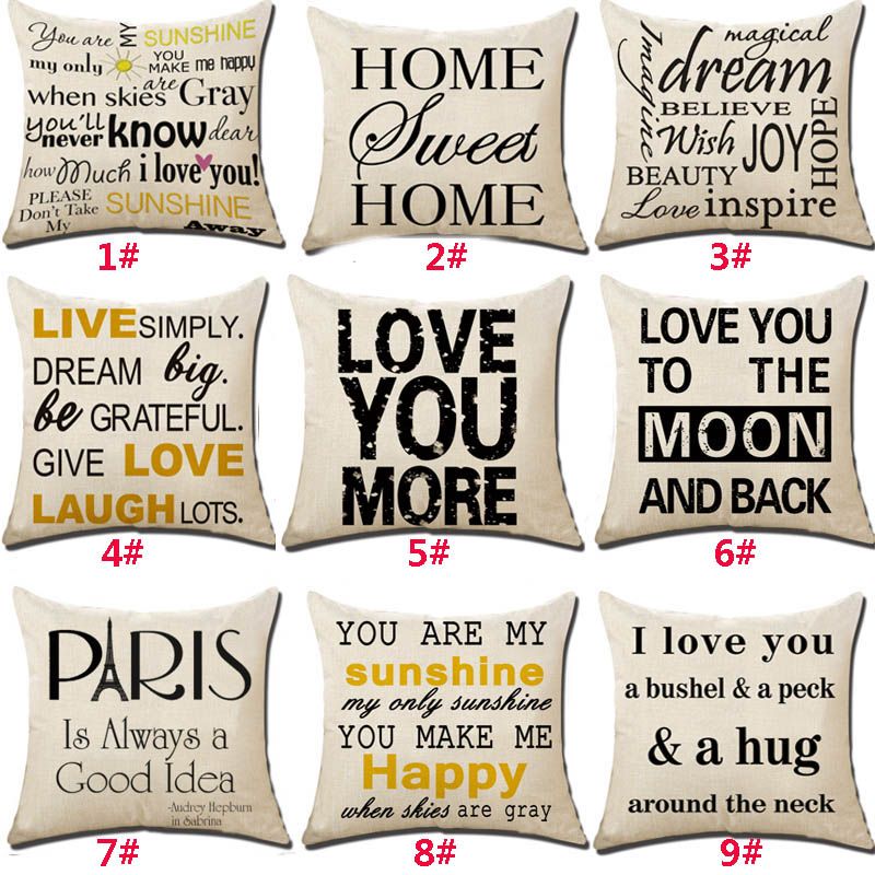 Love You More Pillow Case Linen Letter Throw Pillow Case Cover