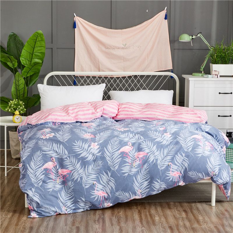 2020 Stylish Red Flamingo Pattern Duvet Cover Single Cotton