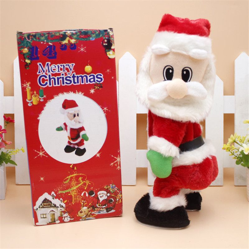 Navidad Santa Claus Figura Retorcida Hip Twerking Cantando Danza Electric Santa Claus Juguetes para Niños Decoraciones de Navidad Divertido Regalo Celebración 