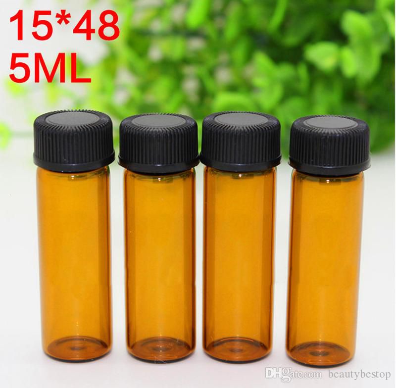 Wholesale 5ML Amber Glass Bottles With Screw Cap Mini Glass Sample
