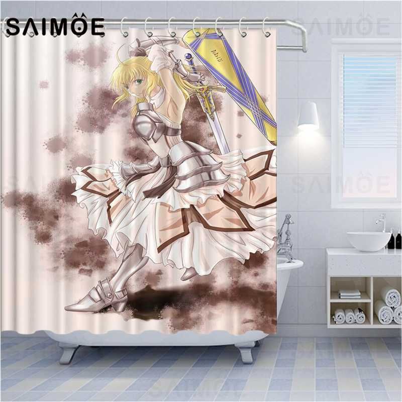2020 Atomax Anime Shower Curtains Hard Armor Female Warrior Bathroom Curtain Fate Stay Night Glowing Sword Waterproof Bath Curtain From Oopp 29 53 Dhgate Com