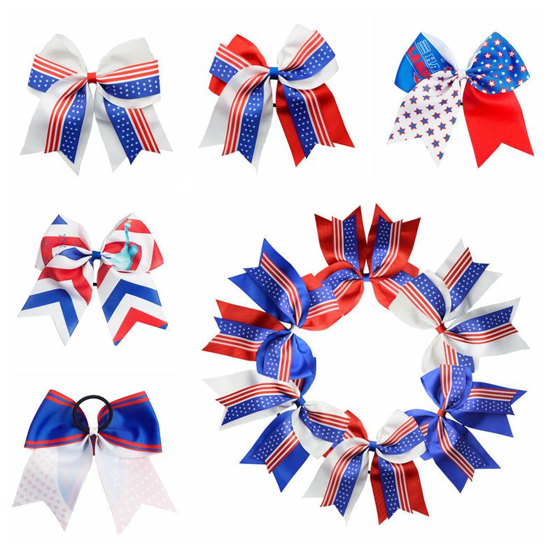 American Flag Hair Ponytail Headband Girl Star Striped Bowknot