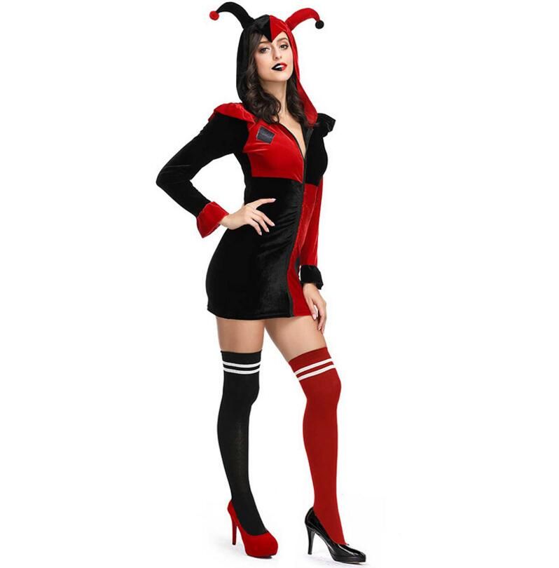 black and red clown costume