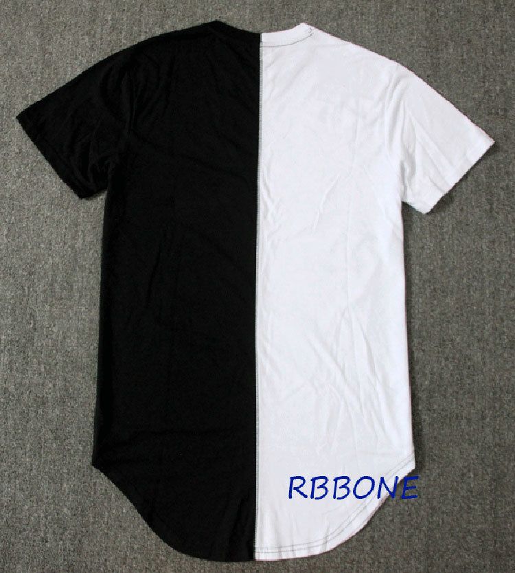 Mitad Negro Blanco Diseñador 2019 Hombres Verano Camiseta Extendida Hip Hop Street Moda Casual Camiseta De Manga Corta Hombres Y190513 19,74 €