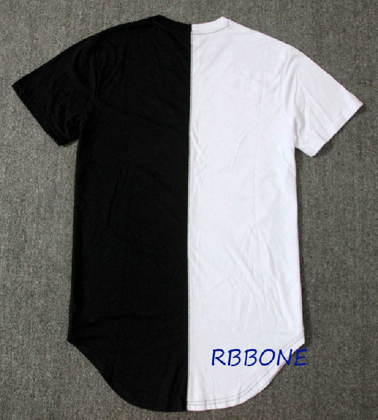 camiseta mitad blanca mitad negra