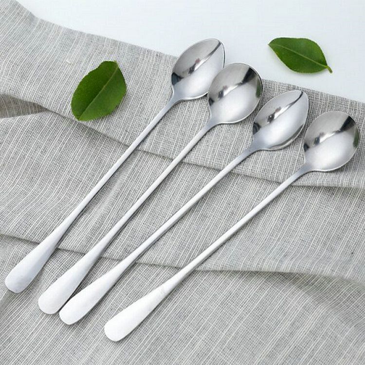 Cucharas de té de mango largo de acero inoxidable cuchara de café, Cucharas de té de mango largo de acero inoxidable cuchara de café,