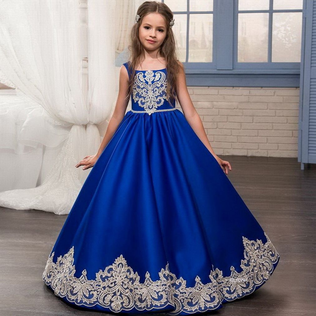 Azul Real Vestidos De Flores Nia Para Vestido De Bola De Cenicienta Niñas Vestido De Fiesta De Niños De La Princesa Vestido De Primera Comunión De 38,33 € DHgate