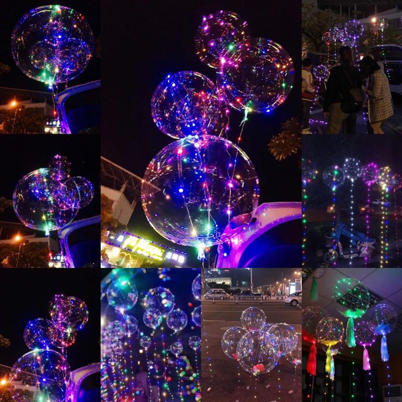 LED Balloon Transparent Glowing Helium Handheld Balloons Stick Kids Toy