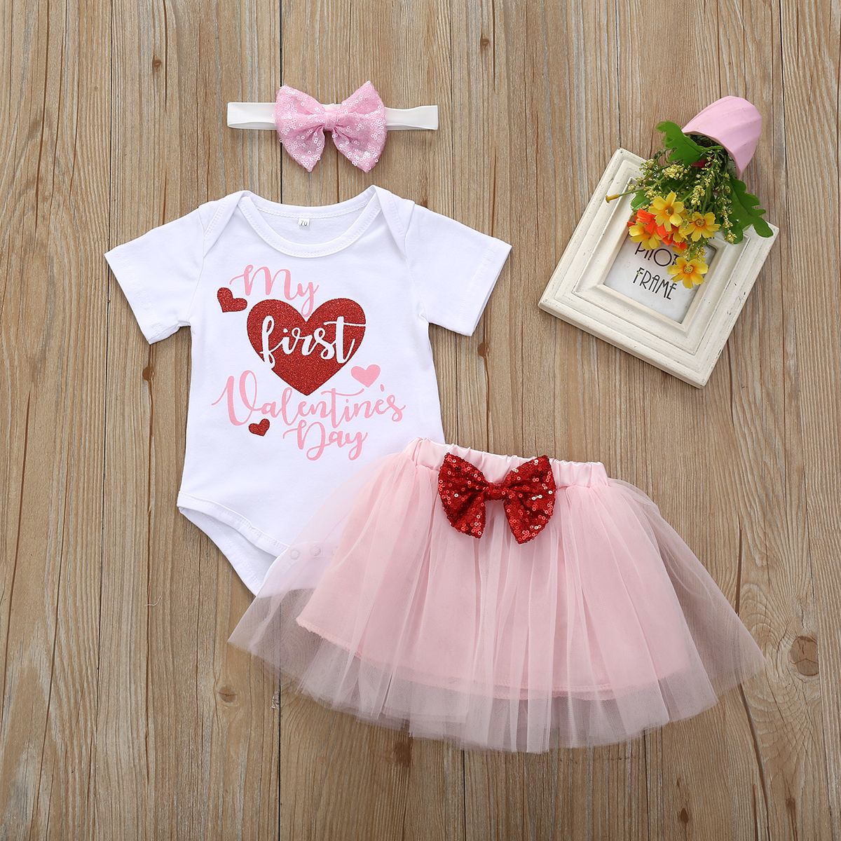 my first valentine's day outfit baby girl