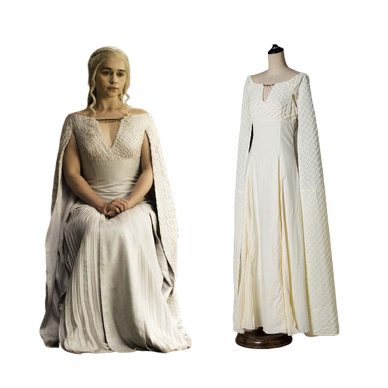 Juego de tronos Trajes Daenerys Targaryen Ropa de moda Vestido de cosplay  Vestido largo blanco de