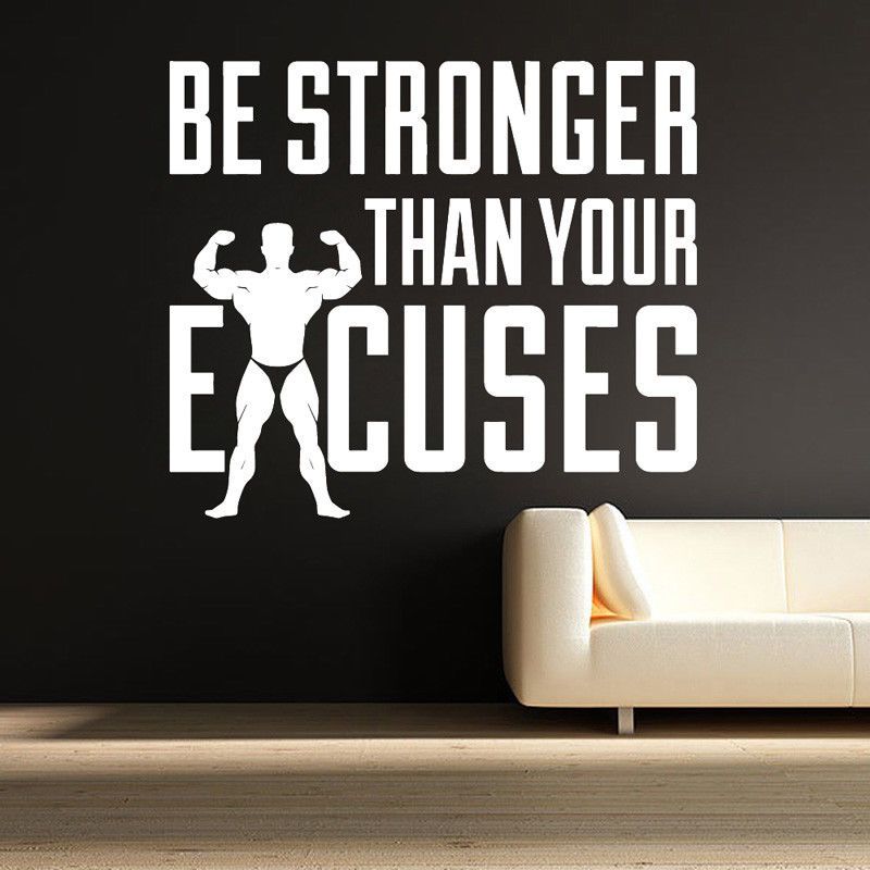 Acheter Gym Motivation Citation Sticker Mural Plus Fort Que Vos Excuses Wall Art Gym Vinyle Autocollant Mural Home Decor Amovible Papier Peint De 10 98 Du Joystickers Dhgate Com