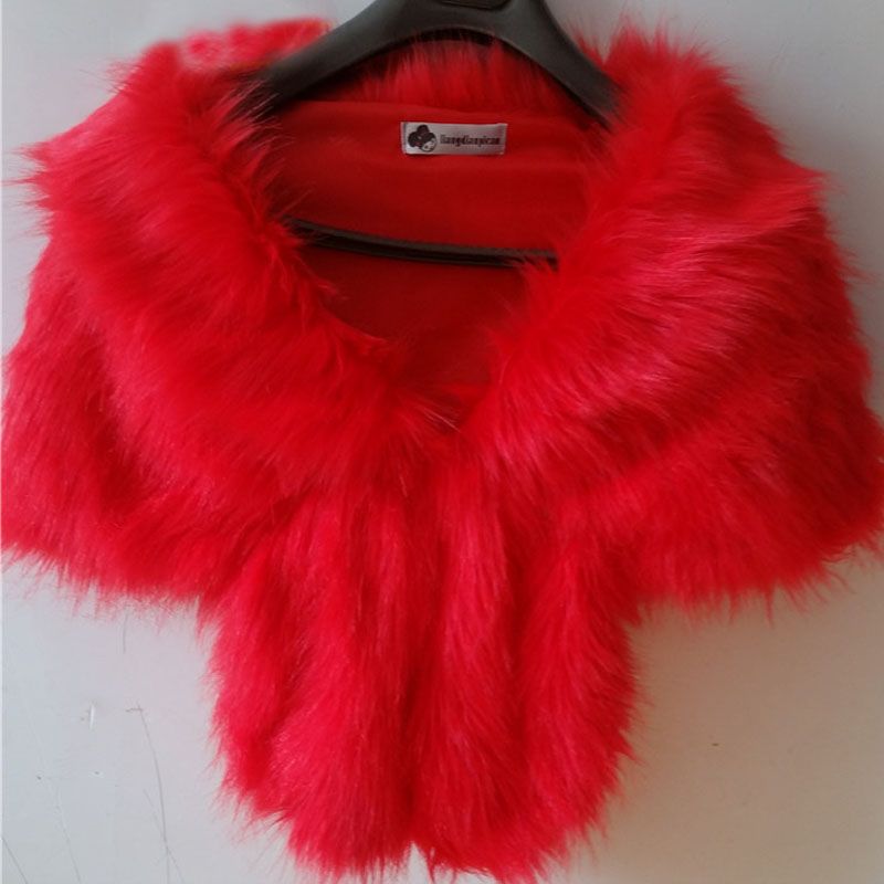 red faux fur wrap