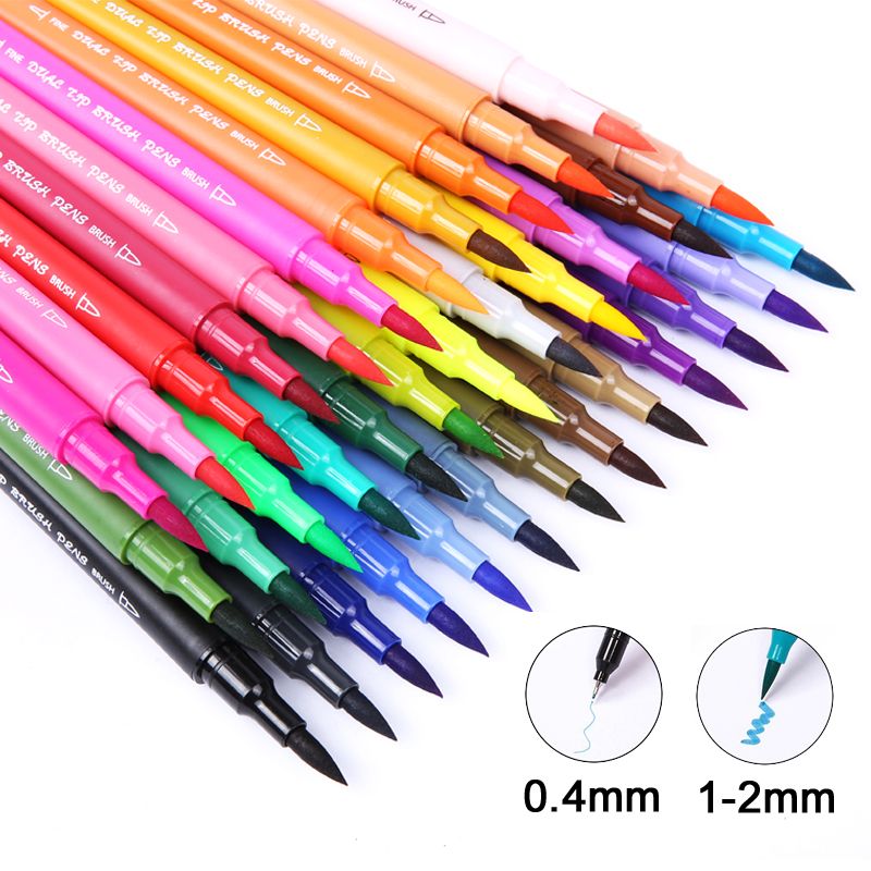 Watercolor Pen Brush Markers Art Markers Dual Tip Fineliner Drawing For Coloring